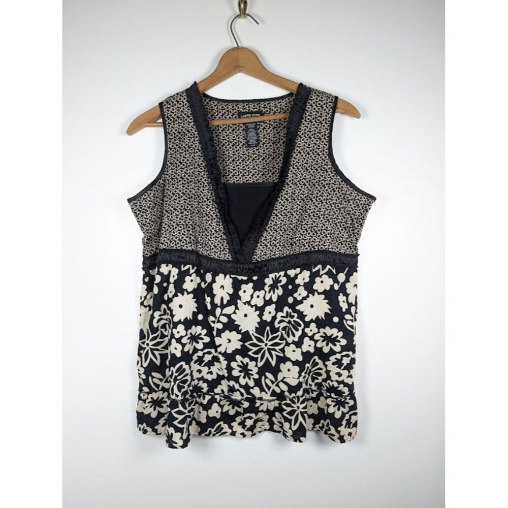 Y2K Babydoll Ruffle Trim Tank Top‎ Size XL Floral Whimsigoth Coquette Fairy Boho